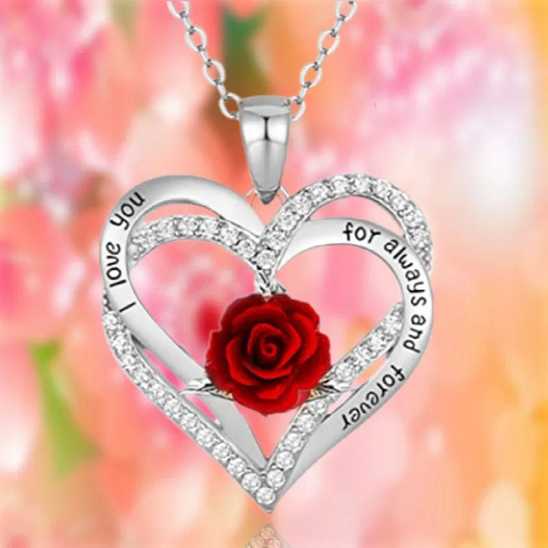 "I Love You Always And Forever' Rose Necklace