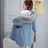 Highness Fur Collar Denim Coat