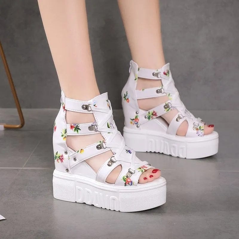 Dana Floral Platform Heeled Sandals
