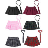 Fara Plaid Mini Skirt with Necktie Set