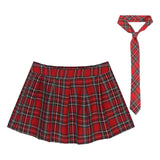 Fara Plaid Mini Skirt with Necktie Set