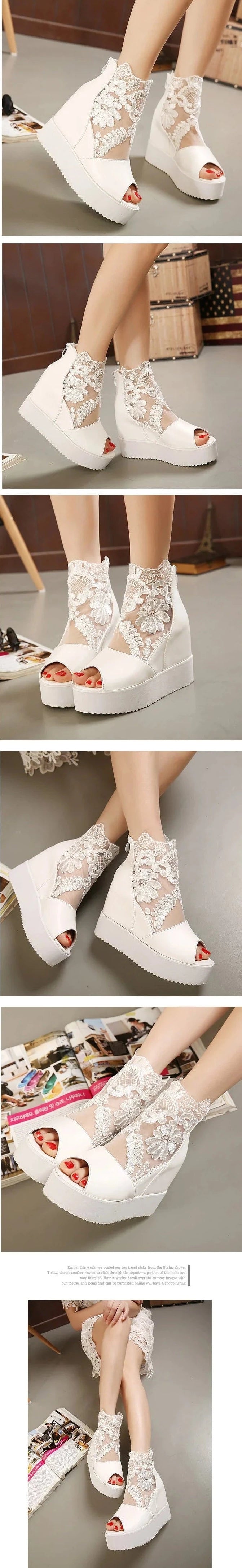 Briella Lace Platform Pumps