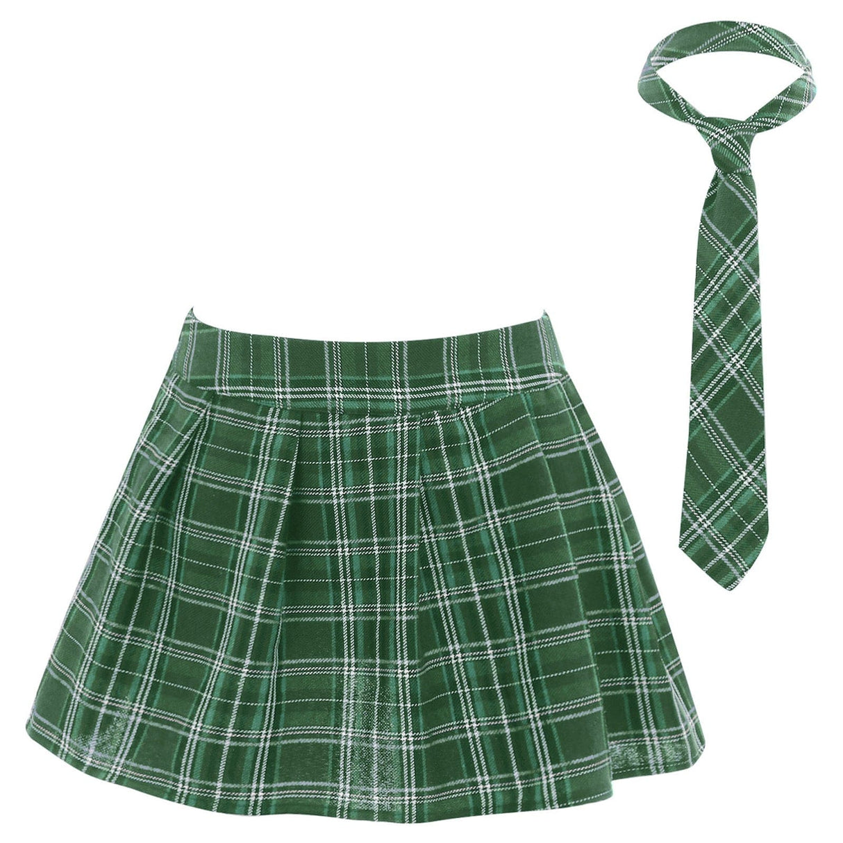 Fara Plaid Mini Skirt with Necktie Set