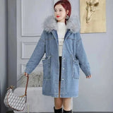 Highness Fur Collar Denim Coat