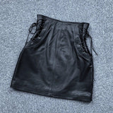 Kaia High Waist Genuine Leather Skirt