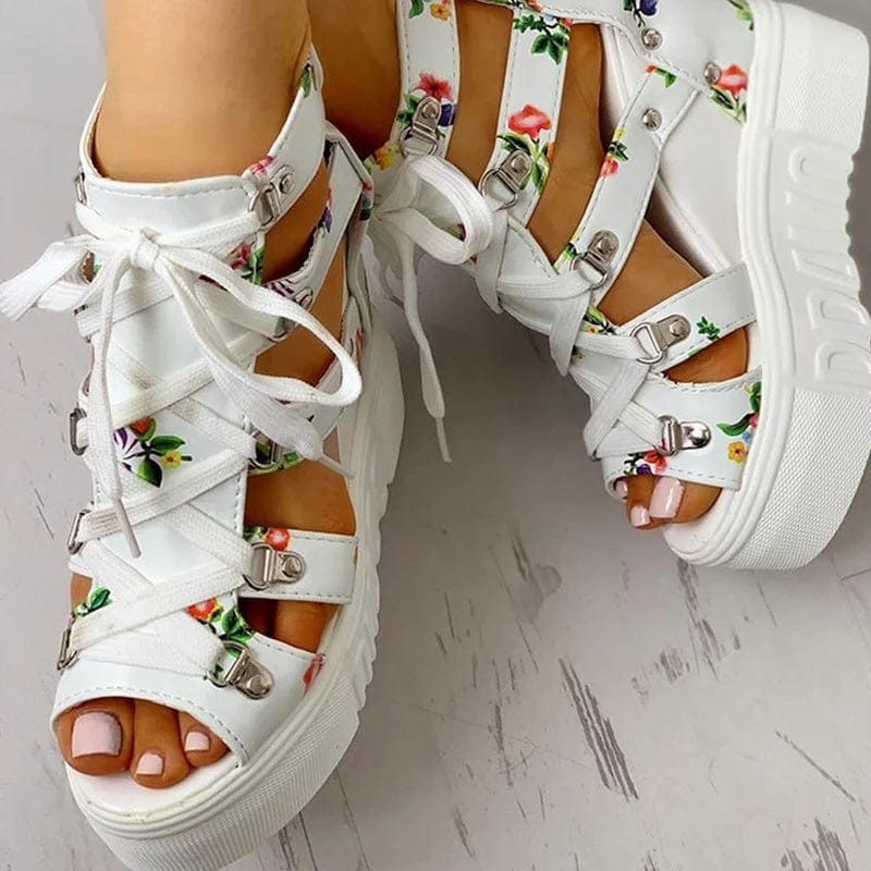 Floral Chic Wedge Sandals