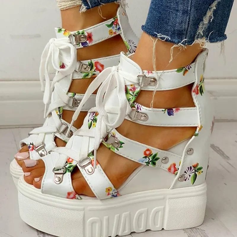Floral Chic Wedge Sandals