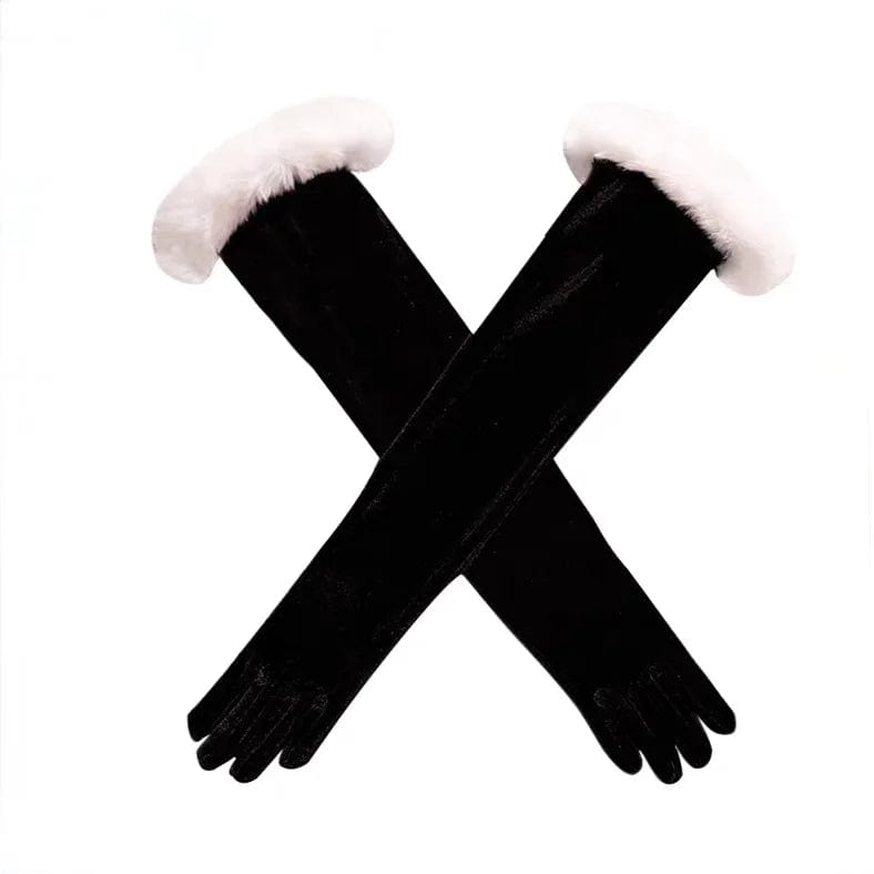 Christmas Long Velvet Gloves