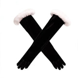 Christmas Long Velvet Gloves