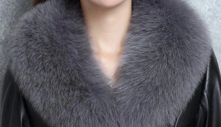 Claire Leather Fur Collar Coat