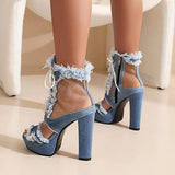 Tania Denim Zip High Heels