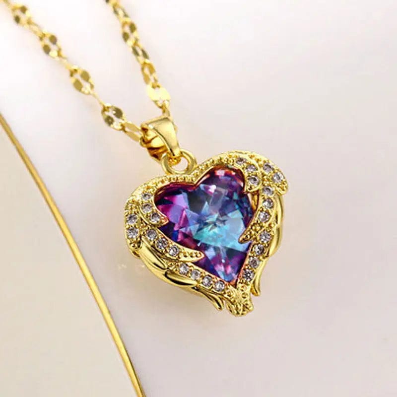 Krystal Heart Angel Wings Necklace