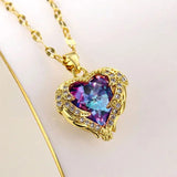 Krystal Heart Angel Wings Necklace