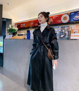 Darling Long Leather Coat - AMOROUSDRESS