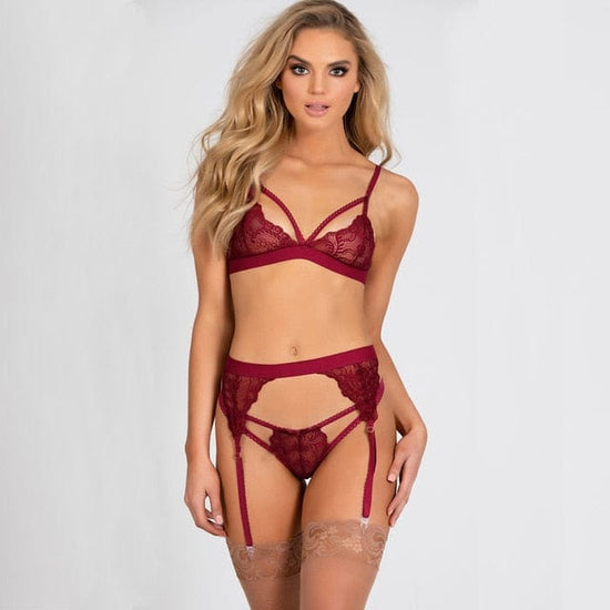 Sarah Lace Lingerie Set (3Pcs) - AMOROUSDRESS
