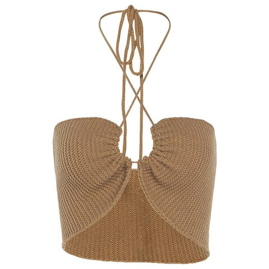 Katy Knit Halter Crop Top