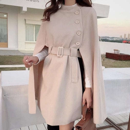 Elegant Woolen Cloak Coat - AMOROUSDRESS