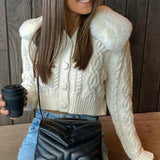 Fur Collar Knit Short Coat - AMOROUSDRESS