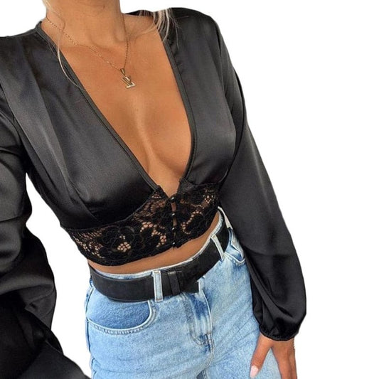 Luxury Silk Lace Crop Top