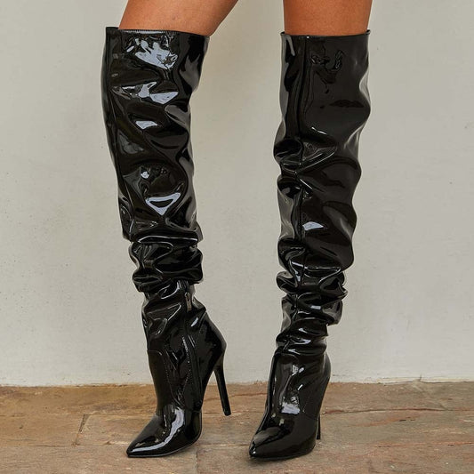 Mature Black Over The Knee Boots - AMOROUSDRESS