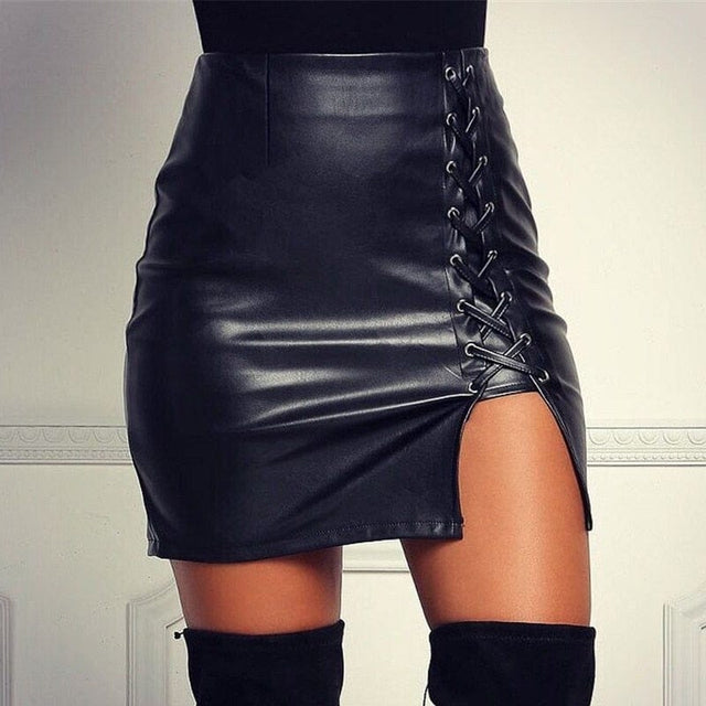 Braided Leather Skirt - AMOROUSDRESS