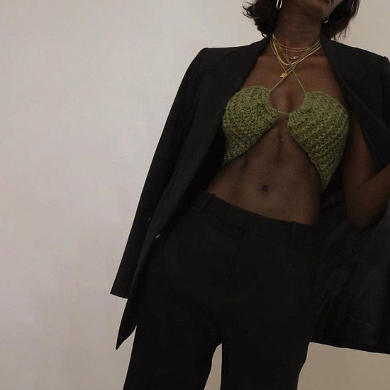 Katy Knit Halter Crop Top