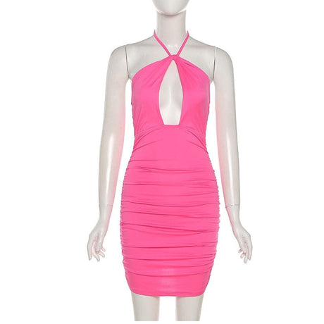 Revealing Mini Halter Dress - AMOROUSDRESS