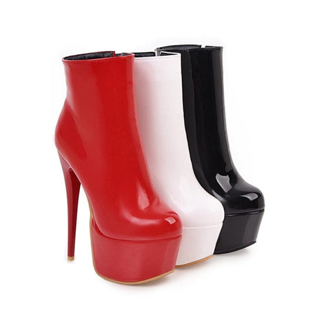 Cassie Leather Ankle Boots - AMOROUSDRESS