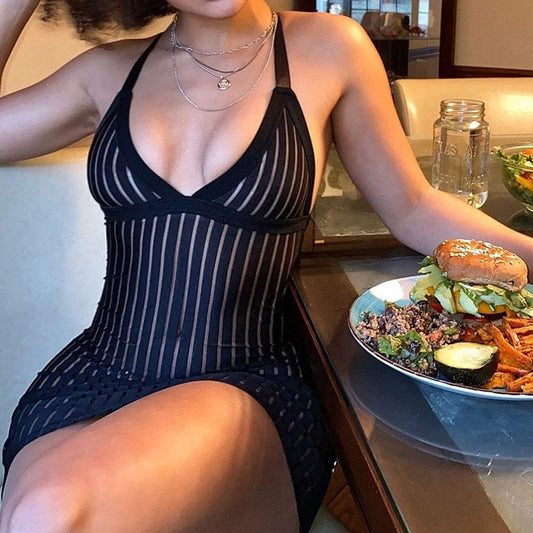 Kelly Striped See-through Mini Dress