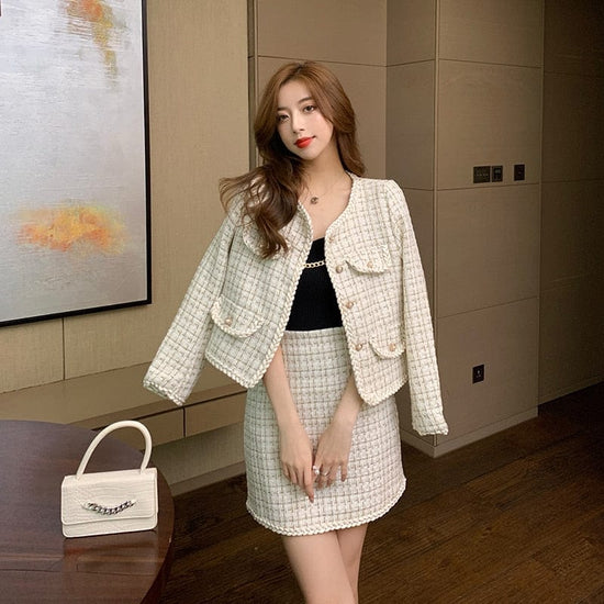 Elegant Diamond Tweed Set - AMOROUSDRESS