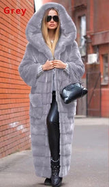 Ivy Hooded Fur Coat - AMOROUSDRESS