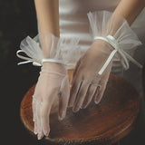 Elegant Tulle Ribbon Gloves - AMOROUSDRESS
