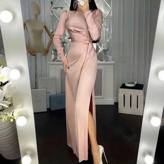 Graceful Silk Long Dress - AMOROUSDRESS