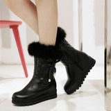 Blyss Fur Leather Boots - AMOROUSDRESS
