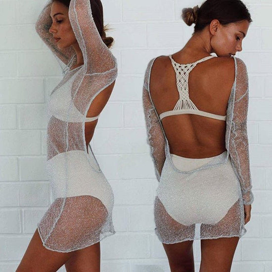 Backless Mesh Sheer Mini Dress
