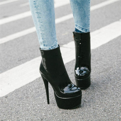 Cassie Leather Ankle Boots - AMOROUSDRESS