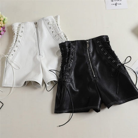 Naomi Tie Leather Shorts - AMOROUSDRESS