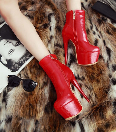 Cassie Leather Ankle Boots - AMOROUSDRESS