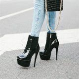 Cassie Leather Ankle Boots - AMOROUSDRESS