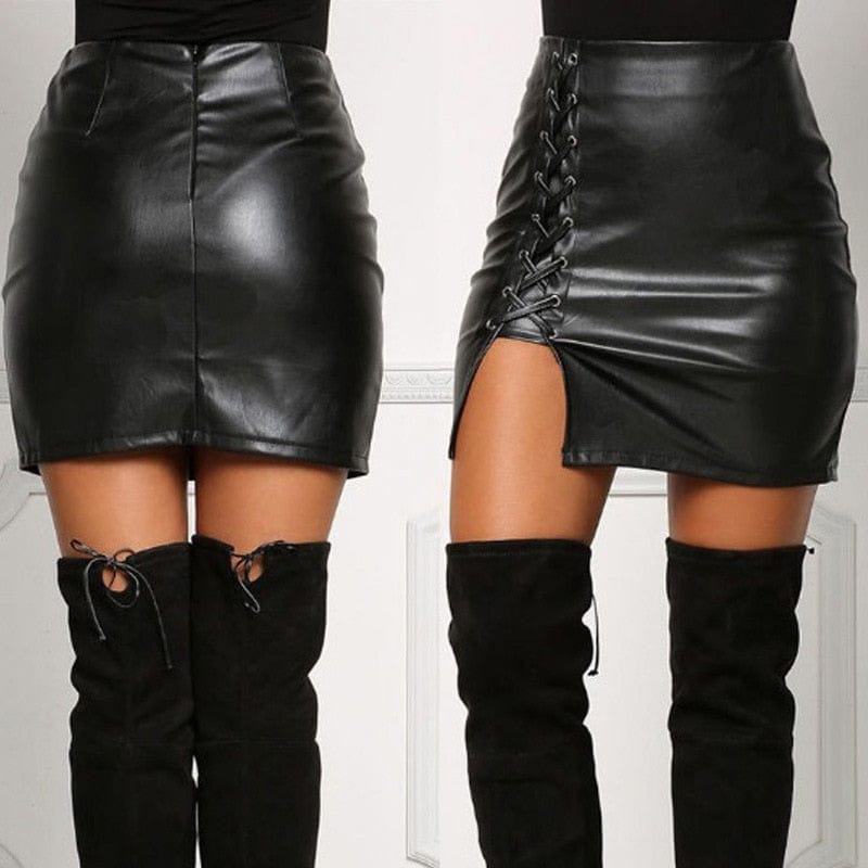 Braided Leather Skirt - AMOROUSDRESS