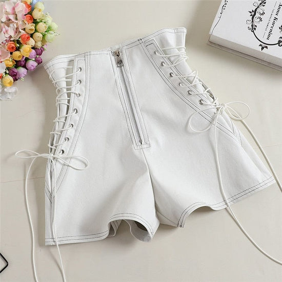 Naomi Tie Leather Shorts - AMOROUSDRESS
