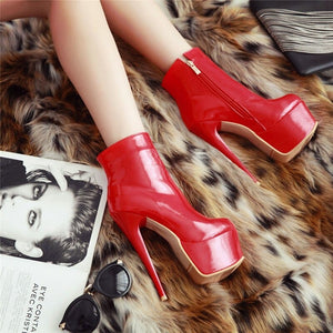 Cassie Leather Ankle Boots - AMOROUSDRESS