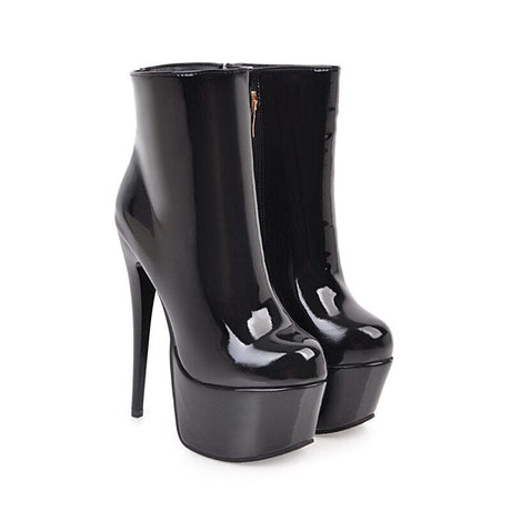 Cassie Leather Ankle Boots - AMOROUSDRESS