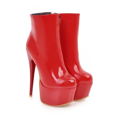 Cassie Leather Ankle Boots - AMOROUSDRESS