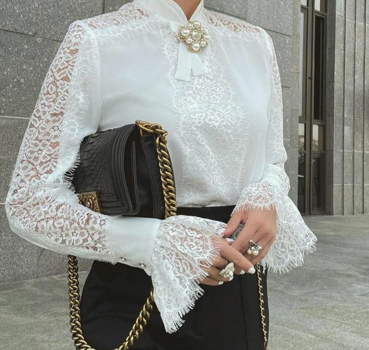 Elegant Lace Sleeve Blouse