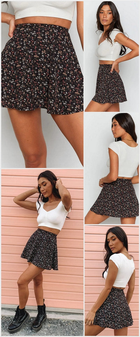 Dearest Floral Mini Skirt - AMOROUSDRESS