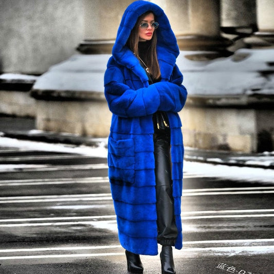 Ivy Hooded Fur Coat - AMOROUSDRESS