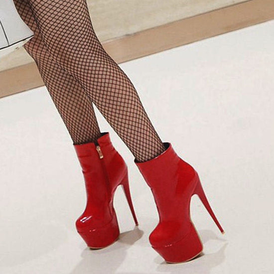 Cassie Leather Ankle Boots - AMOROUSDRESS