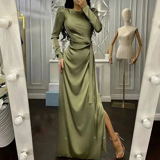 Graceful Silk Long Dress - AMOROUSDRESS