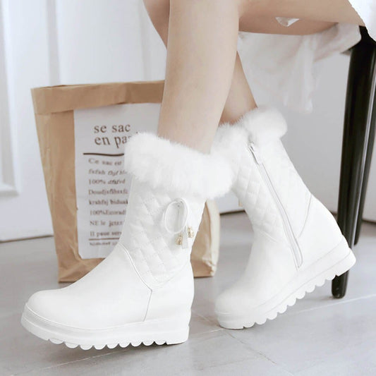 Blyss Fur Leather Boots - AMOROUSDRESS